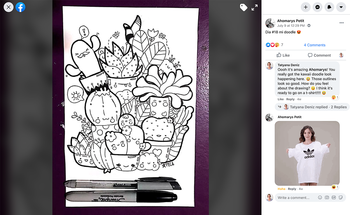Student work: Kawaii cactus drawing