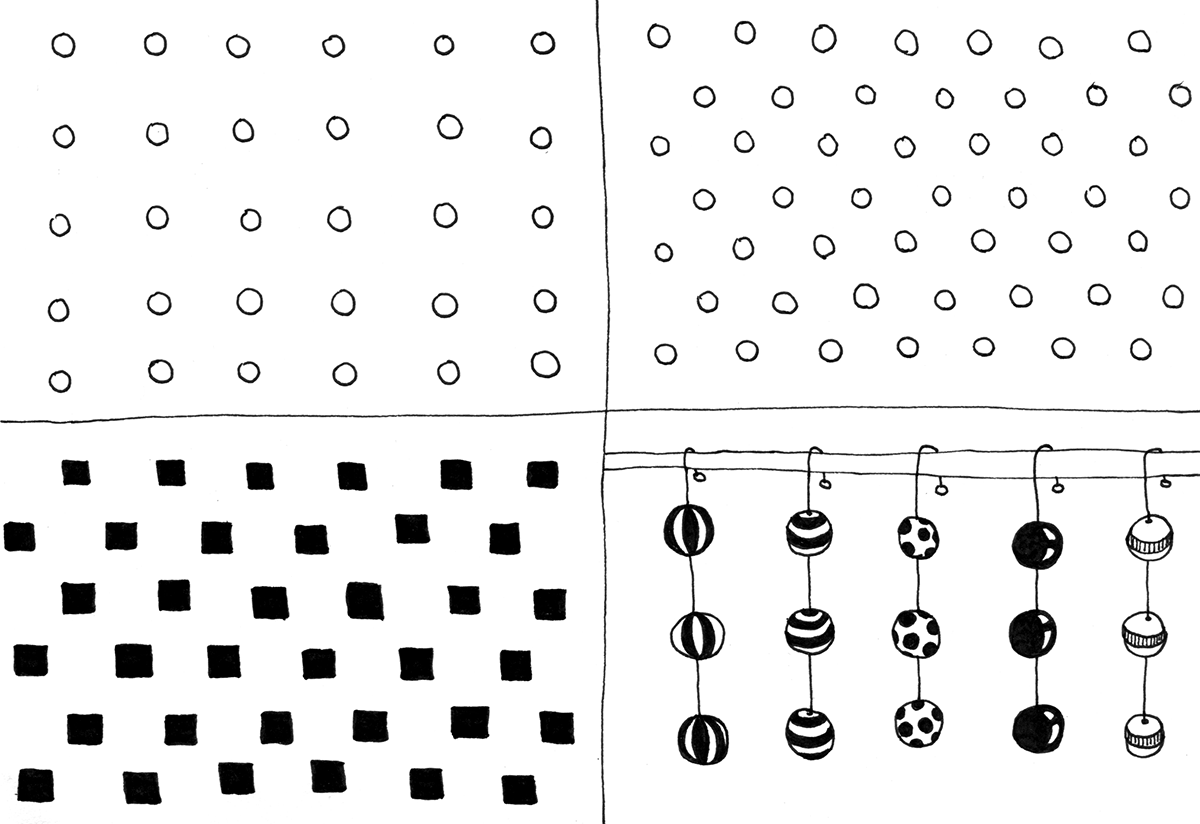 Practice page for even object spacing