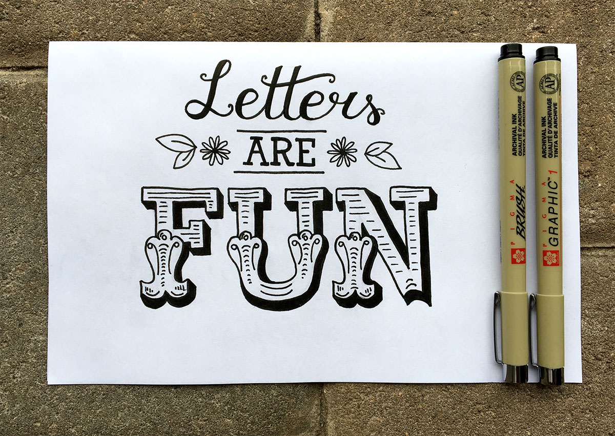 Lettering design with script, slab and circus fonts