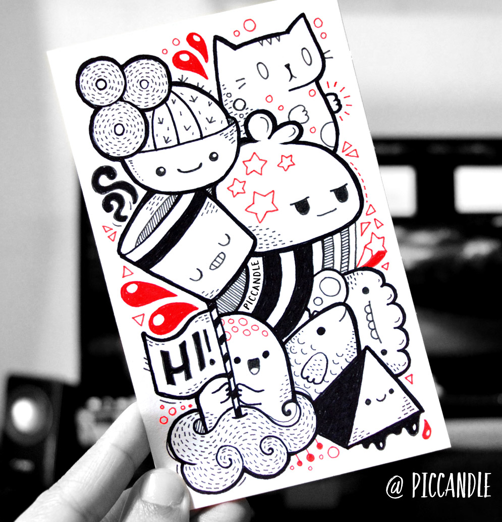 Example of how to use charms in kawaii drawings
