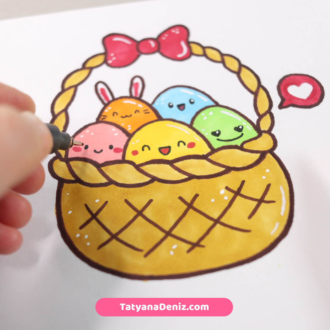 Cute Easter Basket Drawing Tutorial With VIDEO - Tatyana Deniz