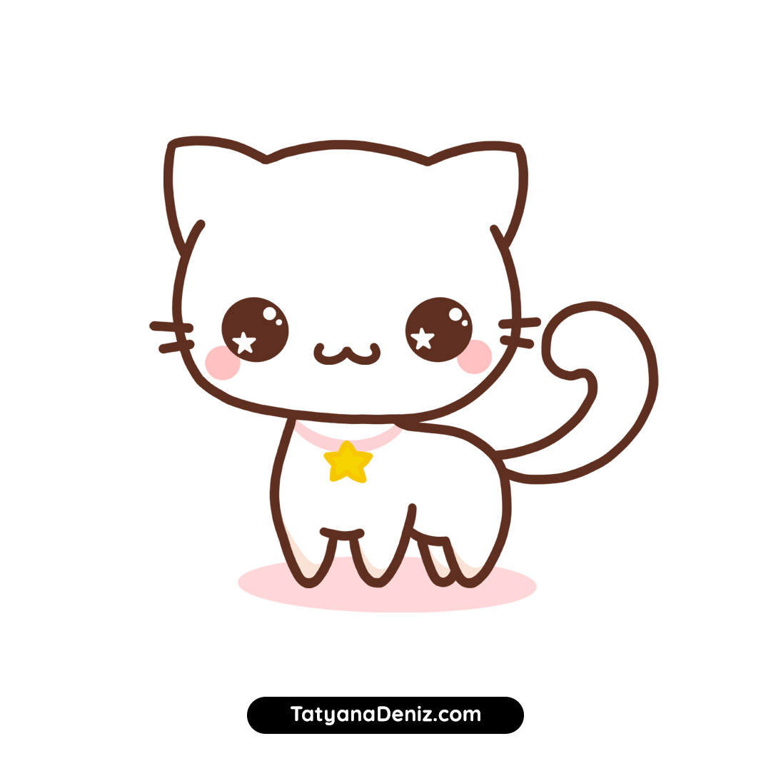 How to draw kawaii cat easy stepbystep drawing tutorial