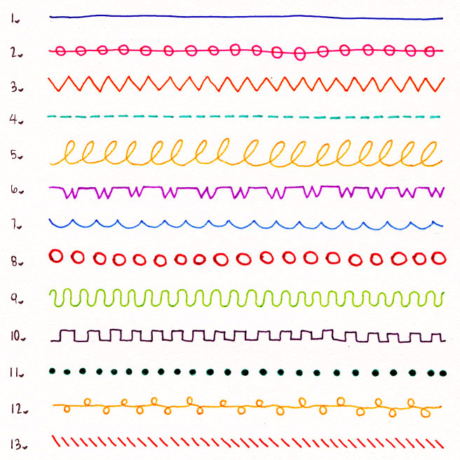 How to draw 25 simple doodle / kawaii borders with felt tip pens