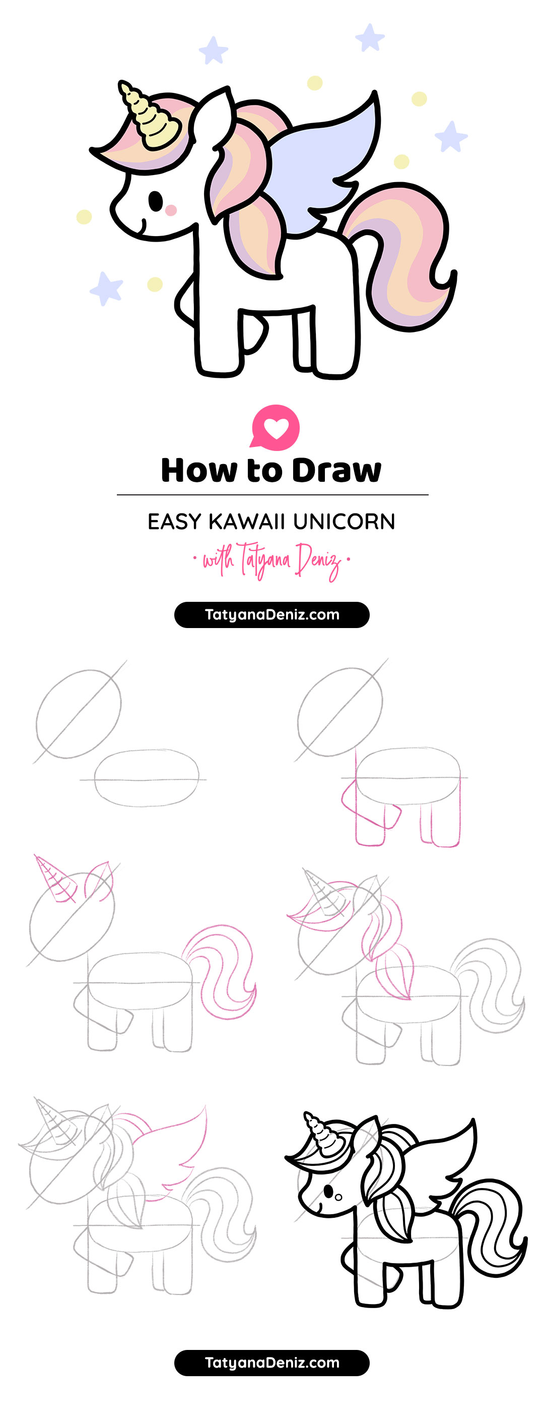 How To Draw Cute And Easy Kawaii Unicorn Step By Step