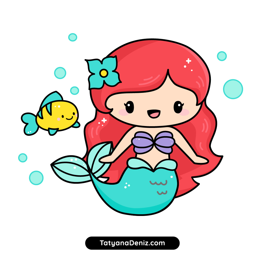 How To Draw Little Mermaid Ariel Cute And Easy Step By Step