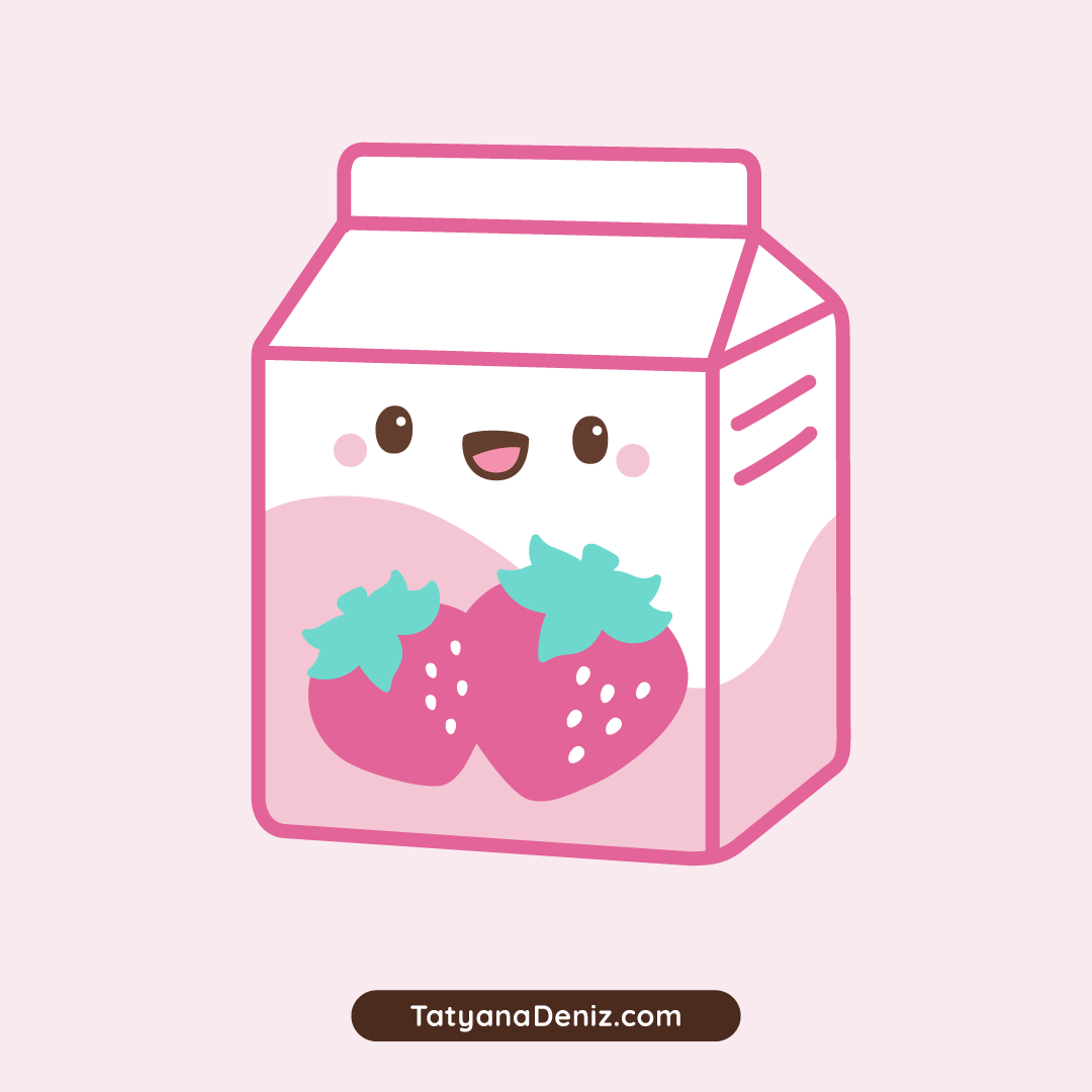 Japanese aesthetic kawaii strawberry milk by Tatyana Deniz