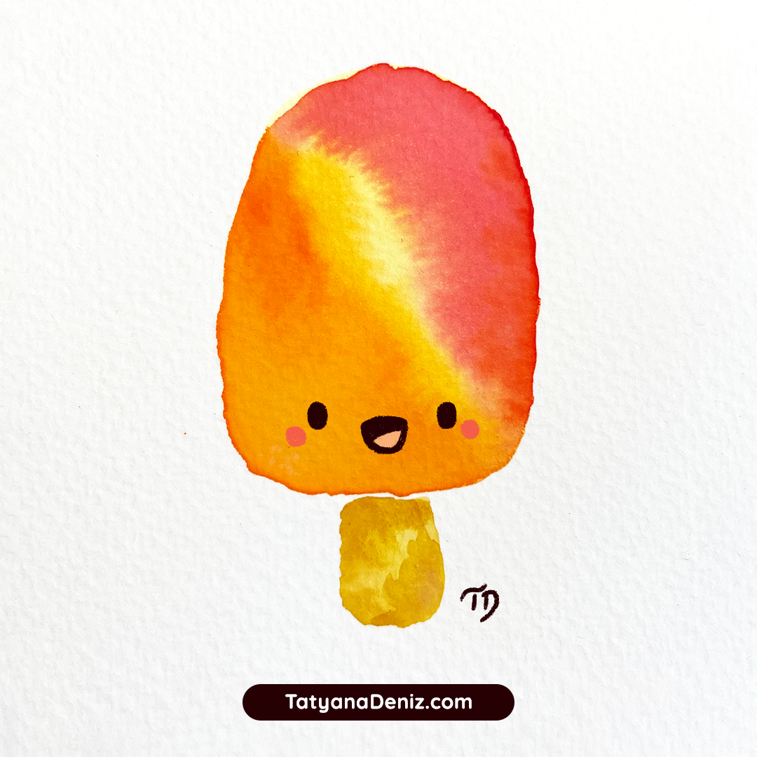 Kawaii popsicles watercolor happy art by Tatyana Deniz | TatyanaDeniz.com