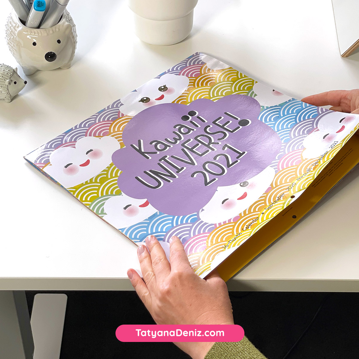 Kawaii Universe Calendar cover with cute kawaii doodles by Tatyana Deniz