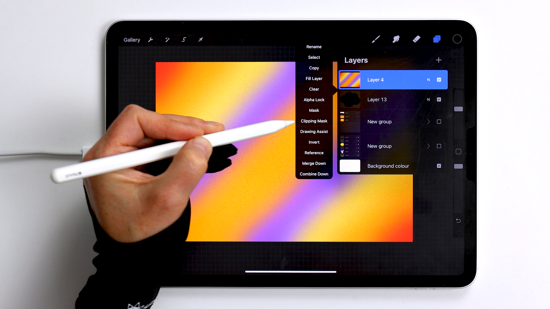 How to use gradient as a fill in Procreate App | TatyanaDeniz.com