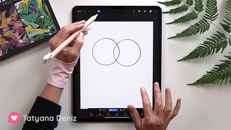 Star by drawing two circles