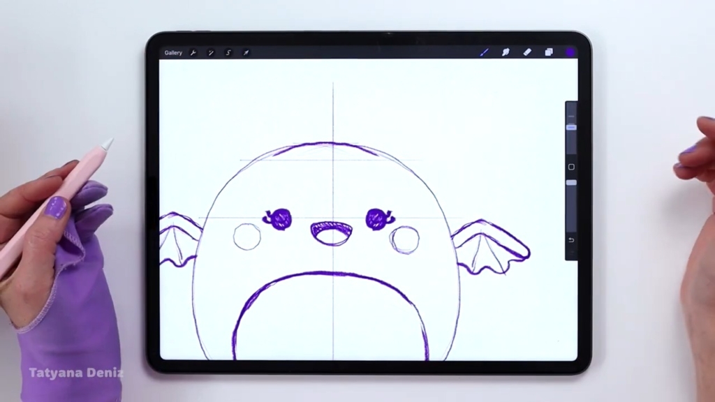 Create a sketch for the kawaii character inspired by a Squishmallow plushie - TatyanaDeniz.com