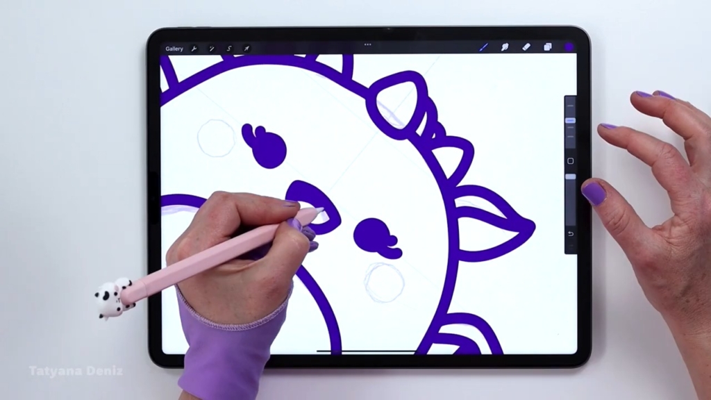 Outline your kawaii character with smooth lines in Procreate