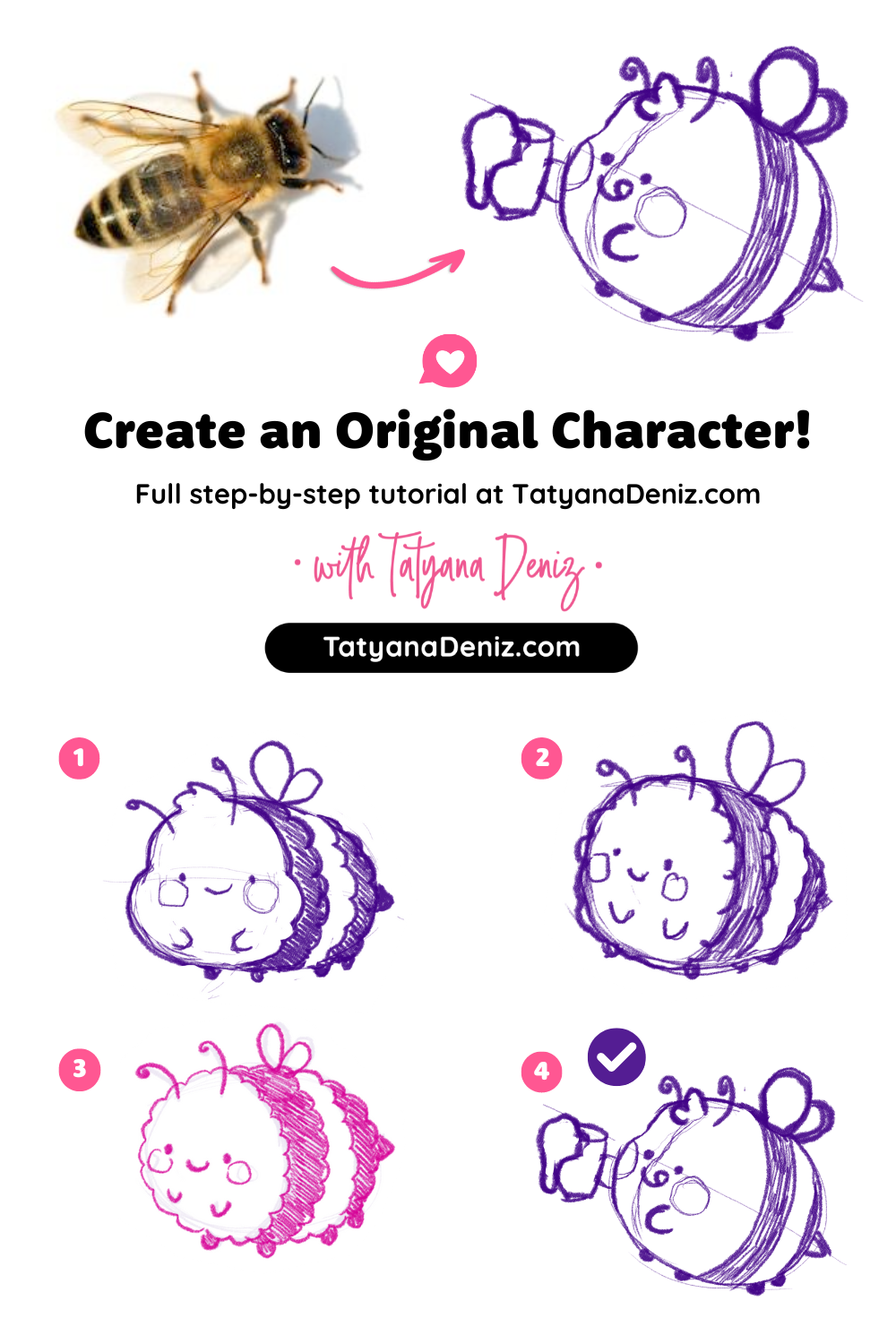 Learn how to design your own kawaii characters - full step-by-step process with Tatyana Deniz.