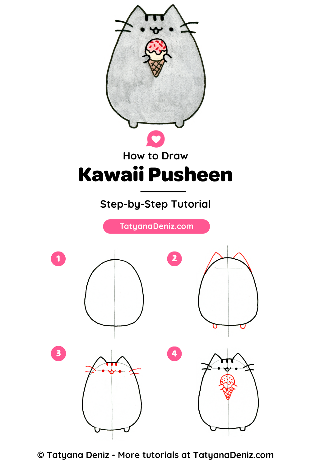 How to Draw Kawaii Pusheen by Tatyana Deniz