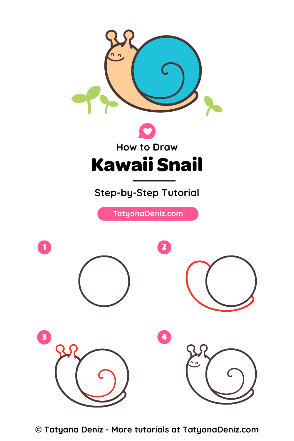 How to Draw Kawaii Snail by Tatyana Deniz