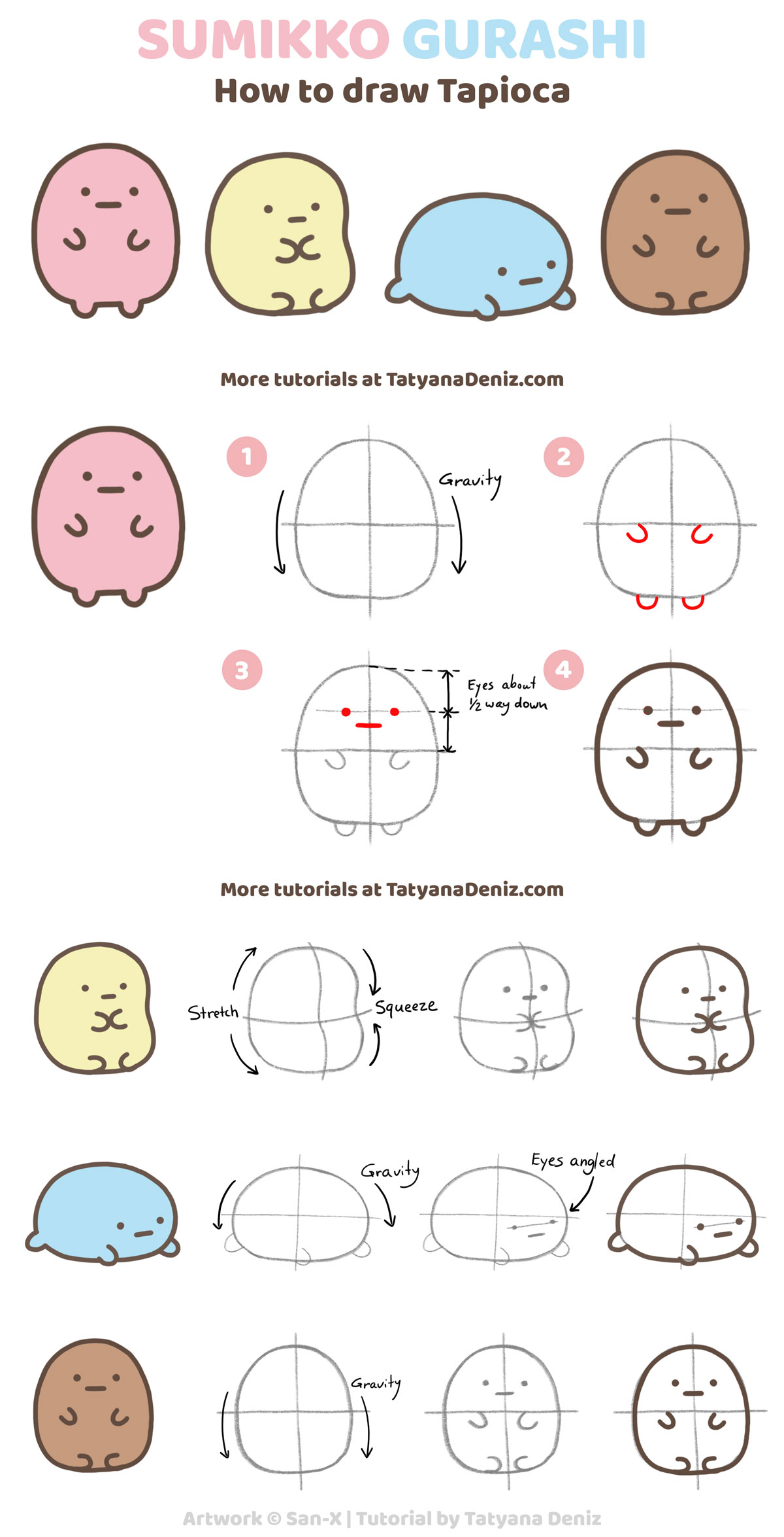 How to Draw Kawaii Sumikko Gurashi by Tatyana Deniz